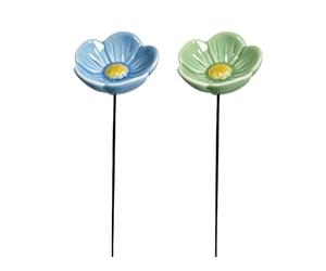 Lot de 2 statues d'arrosage en forme d'abeille | Décoration de bain d'oiseaux de 27 cm | Gobelets d'extérieur | Mangeoire d'eau sur piquet de jardin | Améliore l'esthétique du jardin et attire les