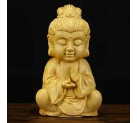 Lot de 2 statues de Bouddha de méditation antiques faites à la main - Sculpture Shakyamuni en bois naturel pour décoration d'intérieur, décoration religieuse, jardin zen, artisanat spirituel
