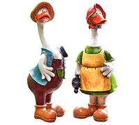 Lot de 2 Statues de Canard en Résine Ornements de Jardin Dessin Animé art Animal Sculpture Extérieur étang cour Pelouse Décoration pour Jardin Extérieur et Décoration D'intérieur Cadeau,4x3x11 inches