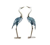 Lot de 2 statues de jardin grues acier