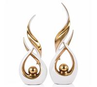 Lot de 2 statues en céramique or blanc pour décoration d'intérieur, sculptures d'art abstraites modernes, objets décoratifs de table élégants pour salle à manger, entrée, support TV, cheminée, centres