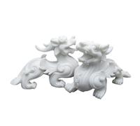 Lot de 2 statues Feng Shui Pi Yao en grès blanc pour décoration de maison et de bureau, attirent la richesse et la chance, figurines de prospérité chinoise