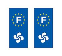 Lot de 2 sticker plaque immatriculation voiture logo régionaux Croix Basque