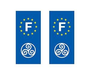 Lot de 2 sticker plaque immatriculation voiture logo régionaux Triskel