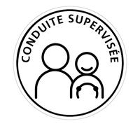Lot de 2 Stickers adhésif CONDUITE SUPERVISÉE (G1591). Disque de 15 cm de diamètre. Autocollant rond à coller à l'arrière du véhicule - Diamètre 150 mm - Adhésif - Adhésif -