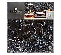 Lot de 2 Stickers de Carrelage Effet Marbre Noir