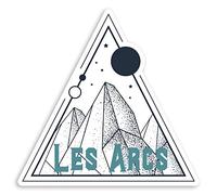 Lot de 2 stickers en vinyle Les Arcs France 10 cm - Ski Neige Bagages Sticker #30590 (10 cm de large)