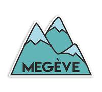 Lot de 2 stickers en vinyle Megève France 10 cm - Autocollant Ski Montagne Bagage #31418