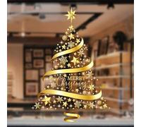 Lot De 2 Stickers Grand Sapin De Noël Doré, Autocollants Statiques En Forme D'arbre De Noël, PVC Autocollants Muraux DécorationNoël, Stickers Muraux Sapin De Noëls Doré, Pour Mur, Fenêtre, Porte
