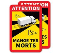 Lot de 2 Stickers Mange tes Morts autocollant humour parodie Angle morts non homologué décoratif Vinyle intérieur/extérieur waterproof (2pcs 12x18cm)