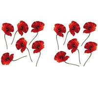 Lot de 2 Stickers Muraux 11x10cm, Photo de Coquelicot Rouge x12 - Décoration Intérieure Autocollante pour Murs.