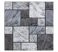 Lot de 2 Stickers muraux autocollants - Motif Carrelage - Coloris GRIS