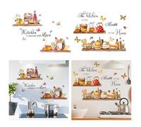 Lot de 2 stickers muraux colorés amovibles en PVC pour cuisine, café, restaurant, bar ou salle à manger