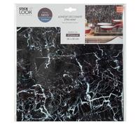 Lot de 2 stickers effet marbre - L 30 x l 30 cm - Noir