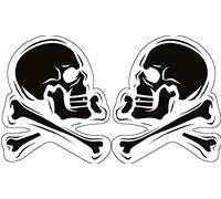 Lot de 2 Stickers rétro réfléchissant pour casque de moto tête de mort
