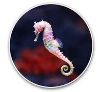 Lot de 2 stickers vinyle 7,5 cm - Hippocampe rose océan #15882