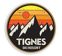 Lot de 2 stickers vinyle pour station de ski Tignes - France Snowboard #31382 (10 cm de largeur)