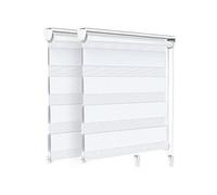 vounot Lot de 2 Store Enrouleur Jour Nuit Tissu Double avec ou sans Perçage 100x150cm Protection de Votre Vie Privée Rideau pour Fenêtres et Portes Store Chambre Facile à Installer avec Clips Blanc