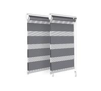 vounot Lot de 2 Store Enrouleur Jour Nuit Tissu Double avec ou sans Perçage 45x150cm Protection de Votre Vie Privée Rideau pour Fenêtres et Portes Store Chambre Facile à Installer avec Clips Gris