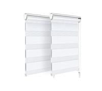 vounot Lot de 2 Store Enrouleur Jour Nuit Tissu Double avec ou sans Perçage 50x150cm Protection de Votre Vie Privée Rideau pour Fenêtres et Portes Store Chambre Facile à Installer avec Clips Blanc