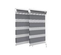 vounot Lot de 2 Store Enrouleur Jour Nuit Tissu Double avec ou sans Perçage 50x150cm Protection de Votre Vie Privée Rideau pour Fenêtres et Portes Store Chambre Facile à Installer avec Clips Gris