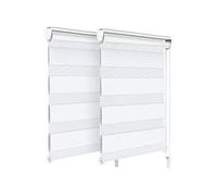 VOUNOT Lot de 2 Store Enrouleur Jour Nuit Tissu Double avec ou sans Perçage 55x150cm Protection de Votre Vie Privée Rideau pour Fenêtres et Portes Store Chambre Facile à Installer avec Clips Blanc