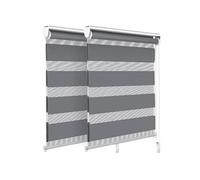 VOUNOT® Lot de 2 Stores enrouleurs jour/nuit zébrés - 80 x 150 cm - Gris - Sans perçage ou avec