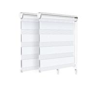 VOUNOT® Lot de 2 Stores enrouleurs jour/nuit zébrés - 90 x 150 cm - Blanc - Sans perçage ou avec