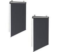 IDMarket – Lot de 2 stores enrouleurs pour pergola L.124 x H.225 cm gris anthracite
