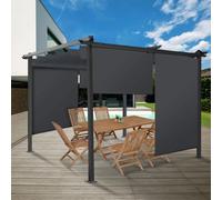 IDMarket – Lot de 2 stores enrouleurs pour pergola L.124 x H.225 cm gris anthracite