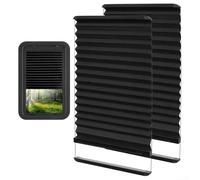 Lot de 2 stores pliants pour porte et fenêtre de véhicule récréatif avec rail en aluminium, 30,5 x 53,3 cm, tissu flammé noir flammé, protection solaire, piste de glisse silencieuse, accessoire de