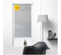 CDAFFAIRES Lot de 2 Stores sans perçage à lamelles 40 x 130 cm venitien Argent