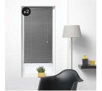 Lot de 2 Stores vénitien pose facile à lamelles 40 x 130 cm aluminium Anthracite