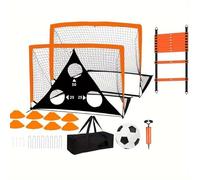 Lot de 2 structures de football pliables avec cadre en fibre de verre élastique de 10 mm - Design solide pour activités de plein air - But de football