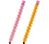 Lot de 2 Stylet pour Tablette étudiants, Stylets Smartwatch Tactile en Caoutchouc pour Tablettes et Téléphones, Stylet Tactile Compatible iPhone, iPad, Android, Tablettes, Montres Connectées