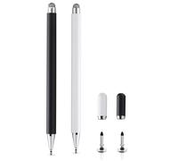 Lot de 2 stylets 2 en 1 pour Samsung Galaxy Tab A11/A11+/A9+/A9/A8/A8 Plus/A7/A7 Lite, stylet pour iPad Pro/iPhone/Fire/Surface Tables et tous les appareils tactiles (noir + blanc)