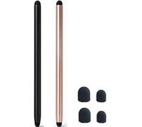 Lot de 2 stylets 2 en 1 pour Samsung Galaxy Tab A9+/A8/A7/A7 Lite, haute sensibilité et précision pour Apple iPad/iPad Pro/Fire HD/Microsoft/Surface/tous les appareils tactiles (noir + or)
