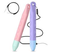 Lot de 2 stylets anti-roulis adaptés aux enfants pour écrans tactiles, compatibles avec iPad, iPhone, tablettes, Kindle et tous les appareils à écran tactile (rose + violet)