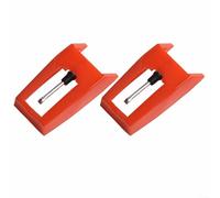 Lot de 2 stylets de rechange pour tourne-disque LP Phonograph - Compatible avec les tourne-disques vinyles, construction en plastique + métal, 1,8 x 1 cm, rouge