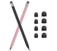 Lot de 2 stylets pour écrans tactiles avec six embouts en caoutchouc de rechange, haute sensibilité et design à double extrémité pour tous les téléphones/tablettes/Samsung Galaxy/Xiaomi/iOS/Android,