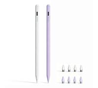 Lot de 2 stylets pour Samsung Galaxy Tab A11/A11+, A9/A9+, A8, A7 Lite, stylet capacitif actif pour tablette Samsung Android et écrans tactiles iOS, stylet numérique avec 8 pointes (Blanc + violet)