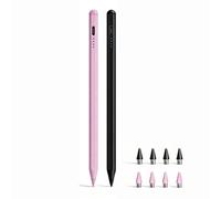 Lot de 2 stylets pour Samsung Galaxy Tab A11/A11+, A9/A9+, A8, A7 Lite, stylet capacitif actif pour tablette Samsung Android et écrans tactiles iOS, stylet numérique avec 8 pointes (noir + rose)