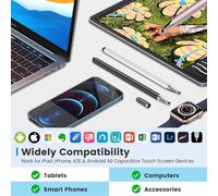 Lot De 2 Stylets Pour Tablettes Tactiles Compatibles Avec Ipad, Android, Surface, Smartphone, Pointe De Disque De Précision 2 En 1 Et Pointe En Silicone, Pas De Charge Nécessaire, Noir + Or Rose