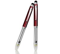 Lot de 2 stylos à bille 3 en 1 avec lampe torche LED - Multifonctionnel - Stylo à bille lumineux avec encre noire pour écrire dans l'obscurité - Rouge