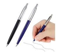 Lot de 2 stylos à bille | Laque grise avec finition dorée,Pointe moyenne ,Recharge d'encre noire , Cadeau de fin d'études idéal