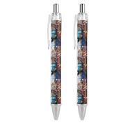 Lot de 2 stylos à bille noirs rétractables à pointe fine de 0,5 mm avec motif Venise Italie