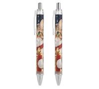 Lot de 2 stylos à bille rechargeables en forme de chat noir tenant un cadeau de Noël, pointe fine de 0,5 mm, écriture lisse, encre liquide à séchage rapide, prise en main confortable, rétractables et