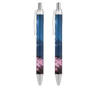 Lot de 2 stylos à bille rechargeables Sakura noir étoilé à pointe fine de 0,5 mm, écriture lisse, séchage rapide, prise en main confortable, rétractables et format de poche pour journal, prise de