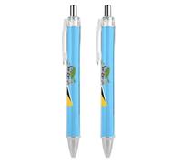 Lot de 2 stylos à bille rétractables avec motif drapeau de Sainte-Lucie - 0,5 mm - Encre gel lisse - Pour bureau - Comme PIC 2