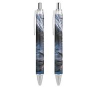 Lot de 2 stylos à bille rétractables noirs Alien Watching The Earth - Pointe fine de 0,5 mm - Séchage rapide - Écriture lisse